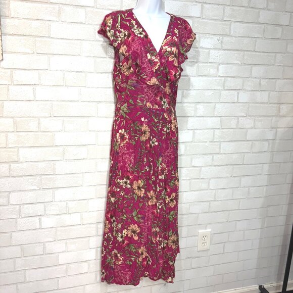 Sofia Floral‎ Fairy Wrap Dress Large Cottage Peasant Ethereal Victorian Feminine - Picture 3 of 12